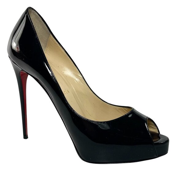 CHRISTIAN LOUBOUTIN VERY PRIVE Black Patent Platform Stiletto Pumps 37.5 7.5 - Picture 4 of 14